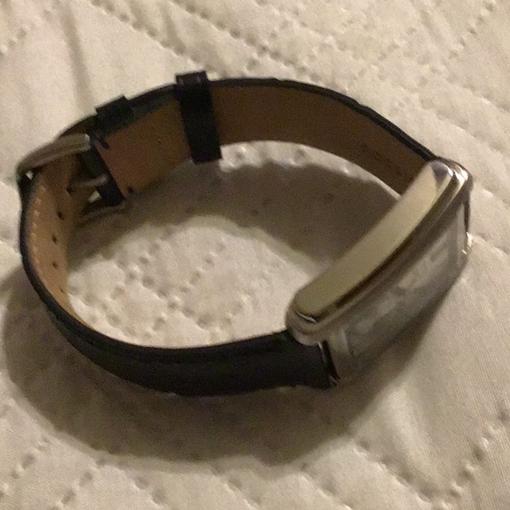 Fossil Silver-Tone Rectangular Watch with Black L… - image 4